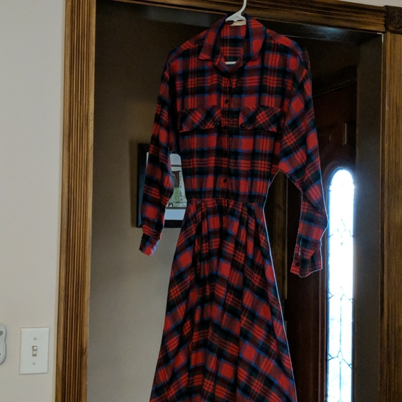 Plaid button up shirt dress - Picture 1 of 3